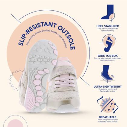 Imagem de Sapatos infantis TSUKIHOSHI Racer com fecho de alça dourado/rosa - 9 crianças