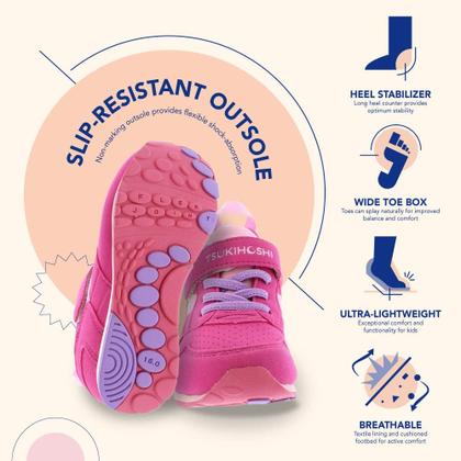 Imagem de Sapatos infantis TSUKIHOSHI Racer, com fecho de alça, fúcsia, 8 crianças