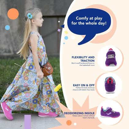 Imagem de Sapatos infantis TSUKIHOSHI Racer, com fecho de alça, roxos, 7,5 para crianças