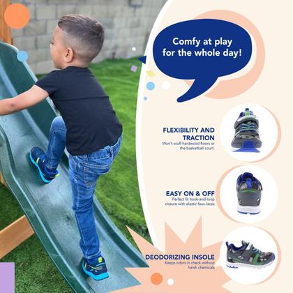 Imagem de Sapatos infantis TSUKIHOSHI Velocity com fecho de alça cinza/camo 7,5 T