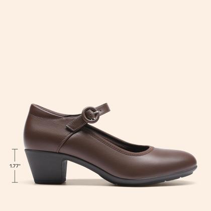 Imagem de Sapatos Mary Jane Femininos DREAM PAIRS com Salto Grosso Baixo Marrom