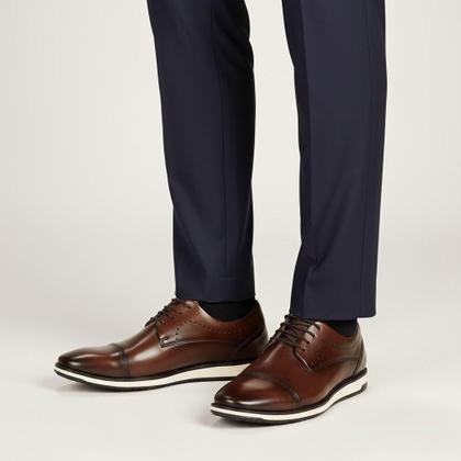 Imagem de Sapatos Masculinos Social Preto Oxford Moderno Couro Marrom Confortável