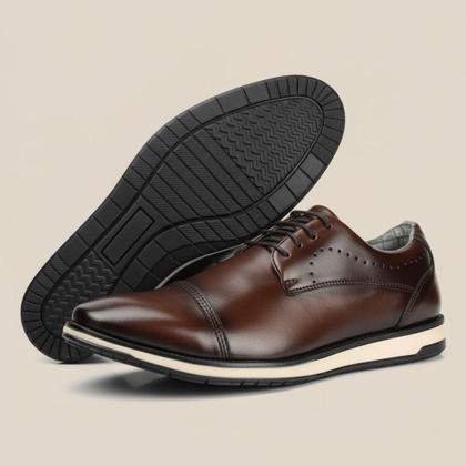 Imagem de Sapatos Masculinos Social Preto Oxford Moderno Couro Marrom Confortável