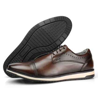 Imagem de Sapatos Masculinos Social Preto Oxford Moderno Couro Marrom Confortável