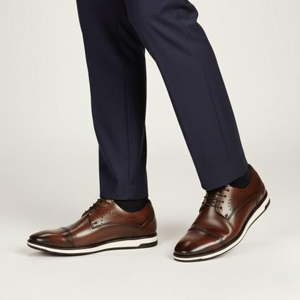 Imagem de Sapatos Masculinos Social Preto Oxford Moderno Couro Marrom Confortável