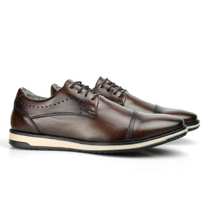 Imagem de Sapatos Masculinos Social Preto Oxford Moderno Couro Marrom Confortável