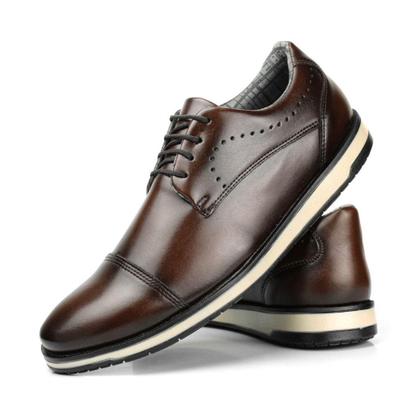 Imagem de Sapatos Masculinos Social Preto Oxford Moderno Couro Marrom Confortável