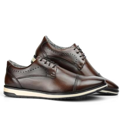 Imagem de Sapatos Masculinos Social Preto Oxford Moderno Couro Marrom Confortável