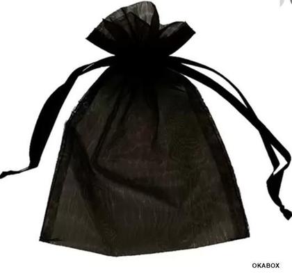 Imagem de Saquinho de organza Fita Cetim 20x30 cor Preto  50 Unidades