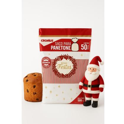 Imagem de Saquinho Para Panetone Boas Festas Berries 500g Cromus 50un