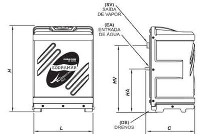 Imagem de Sauna úmida gerador de vapor elétrico 12 kw compact line inox sodramar - D3 EQUIPAMENTOS