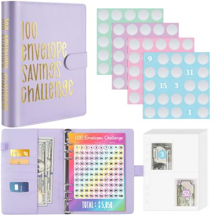 Imagem de Savings Challenge Binder Sooez 100 envelopes A5 com cartões