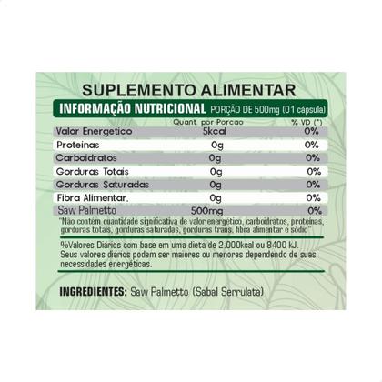Imagem de Saw Palmetto 100% Natural 120 Cáps 500mg - Fonte Verde