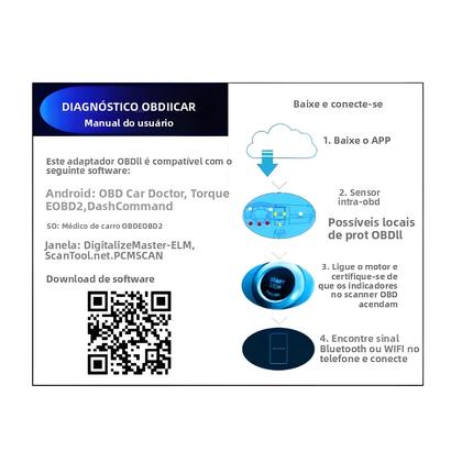 Imagem de Scanner Automotivo Universal Mini ELM327 OBD2 Bluetooth Para Diagnóstico Em IOS, Android, Windows E