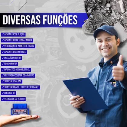 Imagem de Scanner Automotivo Veicular Diagnósticos Reparo Apaga Obd2 Elm327 Versão 1.5 Bluetooth Celular Android Universal Multimarcas Para Carros