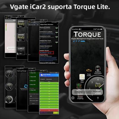 Imagem de Scanner Bluetooth OBD2 ELM327 Wifi Vgate iCar2 Ferramenta De Diagnóstico Automotivo Com Cabo De