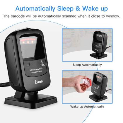 Imagem de Scanner de código de barras Eyoyo 1D 2D Desktop Omnidirecional USB