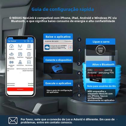 Imagem de Scanner De Diagnóstico OBD2 EOBD Bluetooth 5.0 Para iOS Android Windows NEXAS Leitor De Códigos De