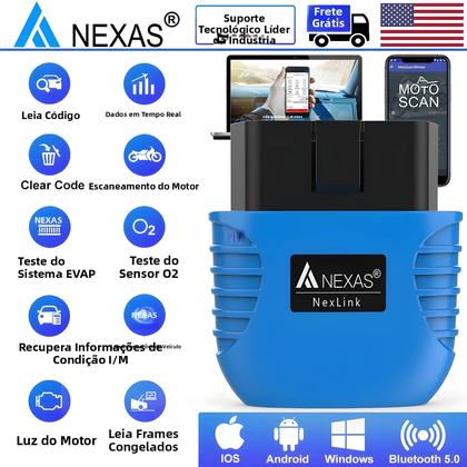 Imagem de Scanner De Diagnóstico OBD2 EOBD Bluetooth 5.0 Para iOS Android Windows NEXAS Leitor De Códigos De