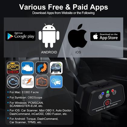 Imagem de Scanner de diagnóstico vLinker iCar2 OBD2 Bluetooth para iOS e Android