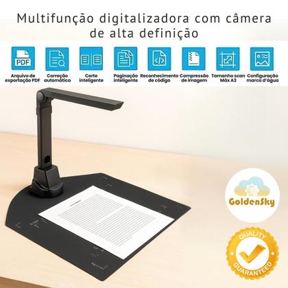 Imagem de Scanner De Mesa Planetário A4 Digitalizador De Documentos USB 12MP Câmera OCR Alta Definição Para