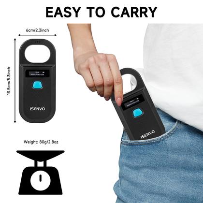 Imagem de Scanner de Microchip para Animais de Estimação ISENVO RFID - 134,2 kHz/125 kHz - 15 Dígitos