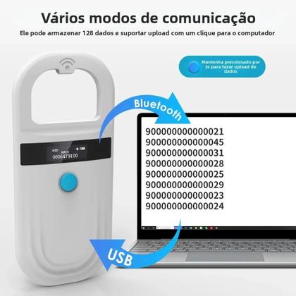 Imagem de Scanner de Microchip RFID para Pets - Portátil, 134,2kHz/125kHz, FDX-B, USB/Bluetooth