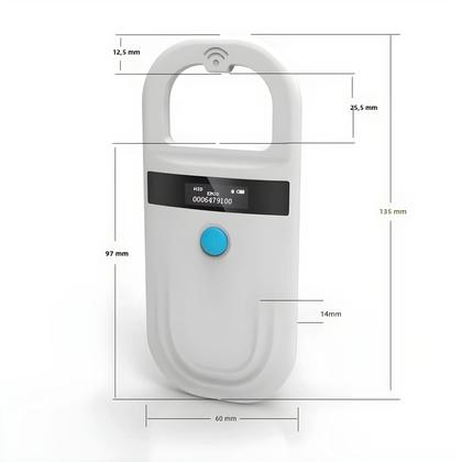 Imagem de Scanner de Microchip RFID para Pets - Portátil, 134,2kHz/125kHz, FDX-B, USB/Bluetooth