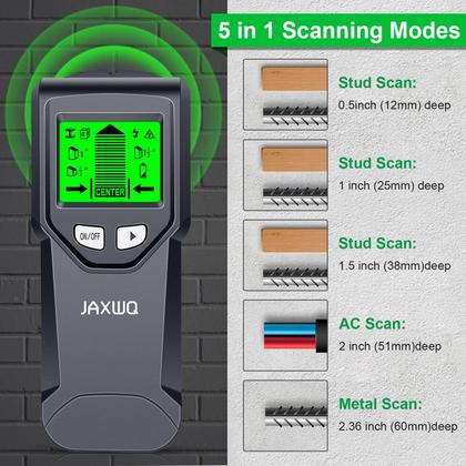 Imagem de Scanner de parede Stud Finder 5 em 1 JAXWQ com display LCD