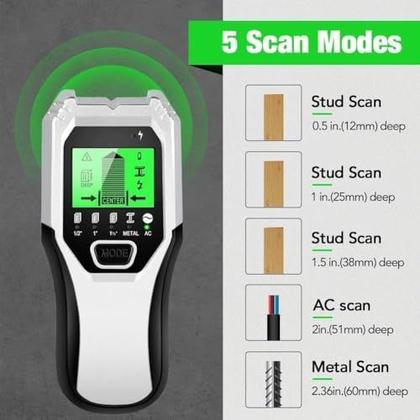 Imagem de Scanner de parede Stud Finder FOLAI 5 em 1, inteligente atualizado com LCD