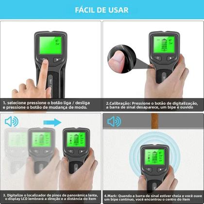 Imagem de Scanner Digital Portátil De Parede 5 Em 1 Detector Profissional De Metais Localizador De Fios Vivos