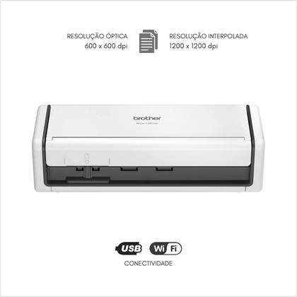 Imagem de Scanner Mesa Brother ADS1350W 1350 Usb Wifi Duplex Documento 600dpi 40ipm 20ppm 60fls Adf