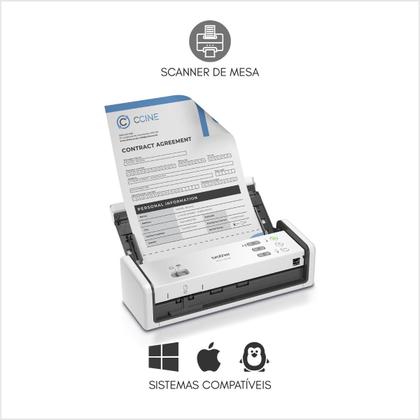Imagem de Scanner Mesa Brother ADS1350W 1350 Usb Wifi Duplex Documento 600dpi 40ipm 20ppm 60fls Adf