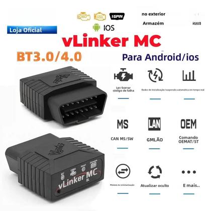 Imagem de Scanner OBD2 Bluetooth 4.0 Vgate vLinker MC ELM327 V2.2 BimmerCode FORScan Ferramenta De Diagnóstico
