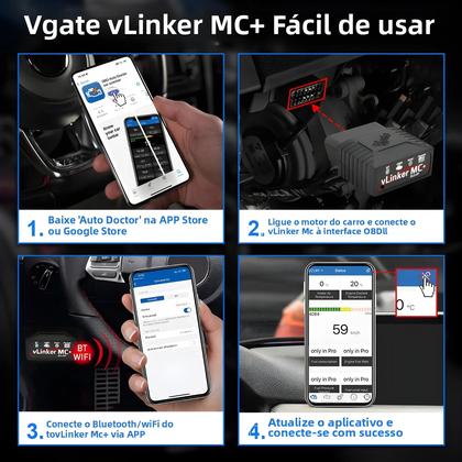 Imagem de Scanner OBD2 Bluetooth 4.0 Vgate vLinker MC ELM327 V2.2 BimmerCode FORScan Ferramenta De Diagnóstico