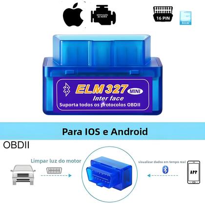 Imagem de Scanner OBD2 Bluetooth ELM327 V2.1 Mini Ferramenta De Diagnóstico Automotivo Para Android iOS