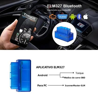 Imagem de Scanner OBD2 Bluetooth ELM327 V2.1 Mini Ferramenta De Diagnóstico Automotivo Para Android iOS