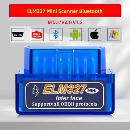 Imagem de Scanner OBD2 Bluetooth Mini ELM327 V1.5 V2.1 Ferramenta De Diagnóstico Automotivo Detector De Falhas