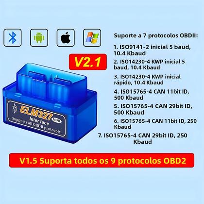 Imagem de Scanner OBD2 Bluetooth Mini ELM327 V2.1 Ferramenta De Diagnóstico Automotivo Leitor De Código De
