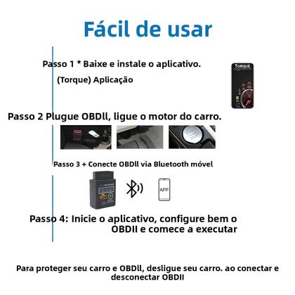 Imagem de Scanner OBD2 Bluetooth V1.5 Leitor De Códigos Para Ferramentas De Diagnóstico Automotivo Android IOS