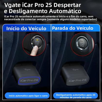 Imagem de Scanner OBD2 Bluetooth V5.3 Vgate iCar pro 2S ELM327 Para Android IOS PC Ferramentas De Diagnóstico