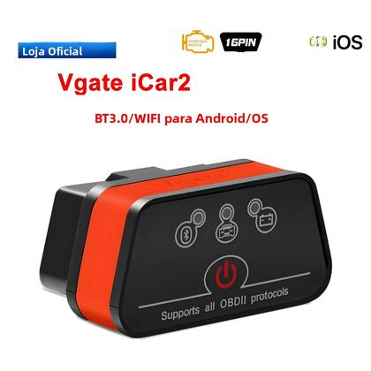 Imagem de Scanner OBD2 Bluetooth WIFI Vgate iCar2 ELM327 V2.2 Para Ferramenta De Diagnóstico Automotivo IOS