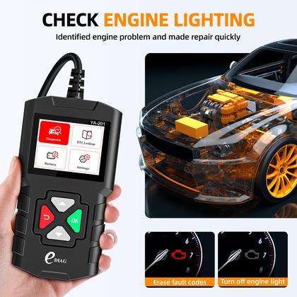 Imagem de Scanner OBD2 EDIAG YA-201, verifique os modos completos do leitor de código do motor