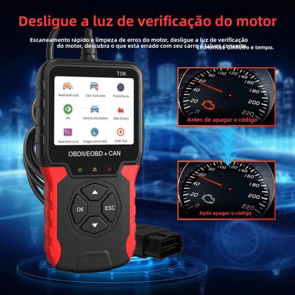 Imagem de Scanner OBD2 Multilíngue T06 Leitor De Código De Verificação De Motor Ferramenta De Diagnóstico