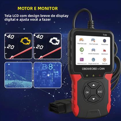 Imagem de Scanner OBD2 Multilíngue T06 Leitor De Códigos Ferramenta De Diagnóstico De Sistema De Verificação