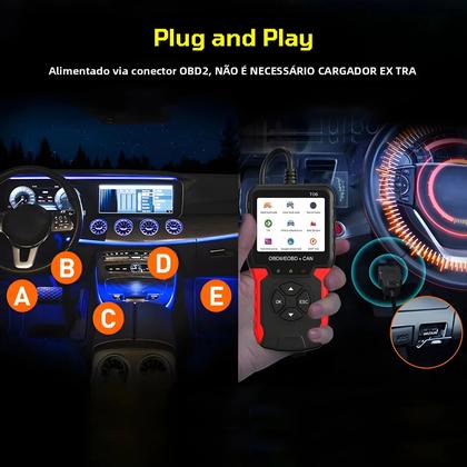Imagem de Scanner OBD2 Multilíngue T06 Leitor De Códigos Ferramenta De Diagnóstico De Sistema De Verificação