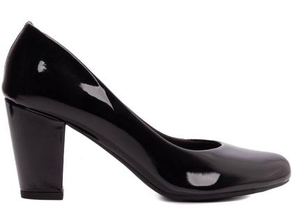 Imagem de Scarpin Bico Redondo Estilo Boneca Salto 7,5cm - Estilo em Verniz Preto