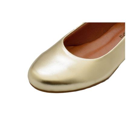 Imagem de Scarpin Boneca Salto Baixo Grosso 3cm Luiza Sobreira Dourado Mod. 2149