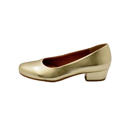 Imagem de Scarpin Boneca Salto Baixo Grosso 3cm Luiza Sobreira Dourado Mod. 2149
