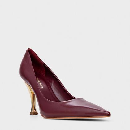 Imagem de Scarpin Carrano Salto Fino Stiletto Couro Vinho Mahogany - 873002